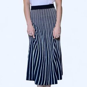 N. Peal Striped Wool and Cashmere Skirt